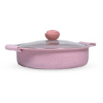 Piltka granitna kaserola sa poklopcem roze 3322